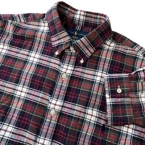 Ralph Lauren Mens Button Down Shirt XL Red Green Plaid LS Classic Fit Pony Logo